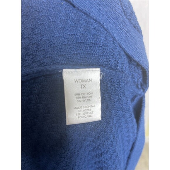 Westport Women's Pullover Sweater "X" Sleeve Detail Blue Size 1X - Picture 7 of 8